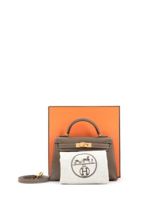 Pre-Owned Hermes Kelly 20 Handbag Grey Madame with Gold Hardware