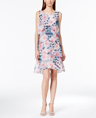 Style & Co. Tiered Tulip Printed Chiffon Dress, Only at Macy's ...