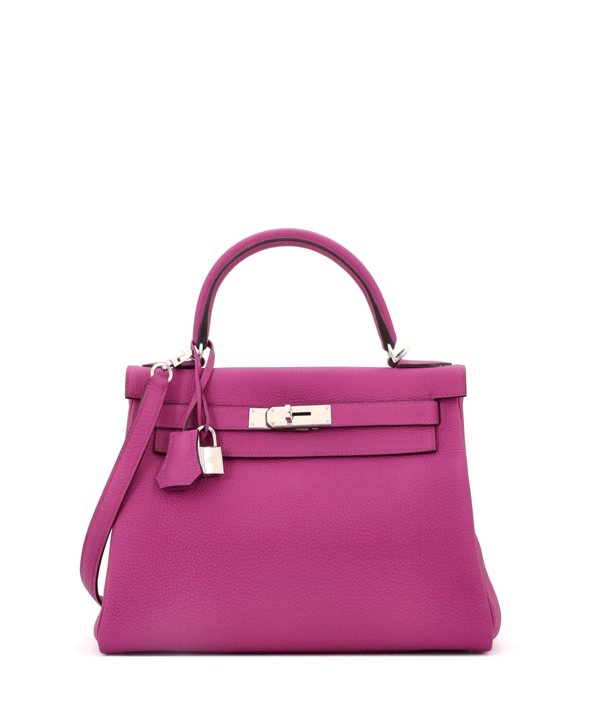 Pre-Owned Hermes Kelly 28 Handbag Pink Togo with Palladium Hardware