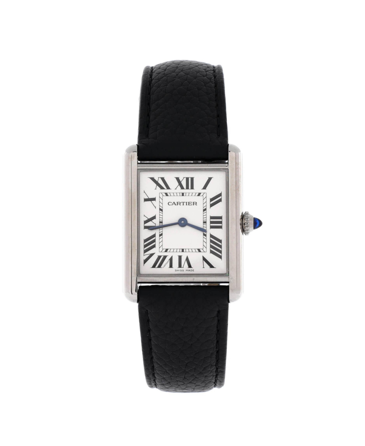 Must de Cartier Tank Quartz Watch in Stainless Steel and Leather 25mm - Dial color: natural