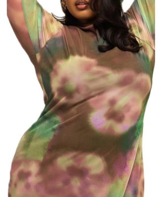 Women's Floral Print Mesh Maxi Dress