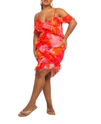 Women's Floral Print Mesh Midi Dress