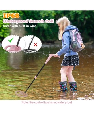 24.5''-33.5'' Metal Detector for Kids with LCD Display IP68 Waterproof