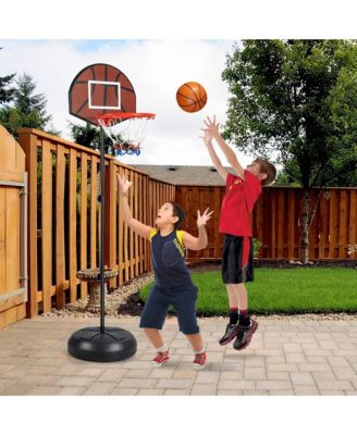 Kids 2-in-1 Basketball Hoop w/ Dart Board Double-sided Backboard & 6 Darts