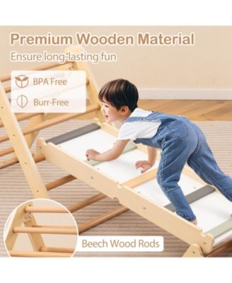 3-in-1 Pikler Triangle Climbing Set Kids Montessori Climbing Toys Wooden Climber