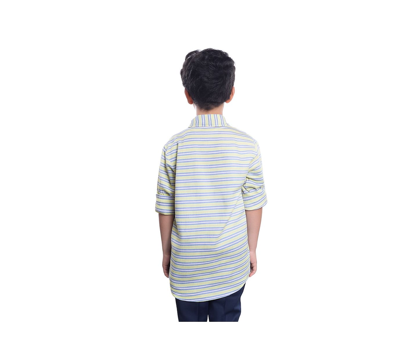 Рубашка Elie Balleh Yellow Slim Fit Striped Button-Down Shirt для мальчиков, цвет: Жёлтый — фото 2