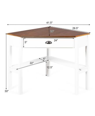 Corner Wooden Computer Desk for Home Office or Study, Compact Laptop Workstation