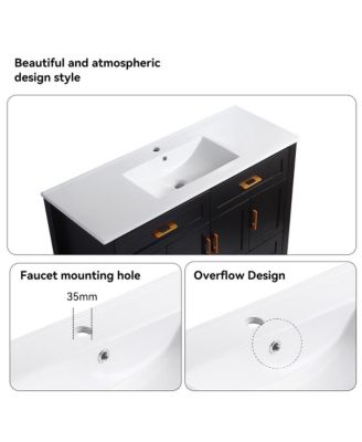 48" Black Vanity Set with Ceramic Sink, 4 Soft-Close Doors & 4 Drawers, Stylish Bath Organizer