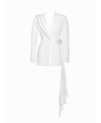 Women Vandra White Draping Blazer Jacket