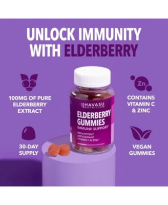 Elderberry Gummies for Adults, Immune System Supplement, Elderberry Flavor, 60ct