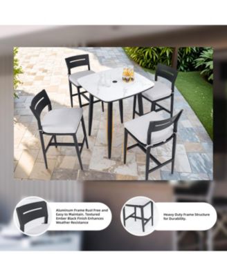 Modern Outdoor Bar Stools - Ember Black Sunbrella Cushion