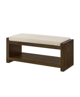 40" Ivory Bench with Shoe Rack & Removable Cushion