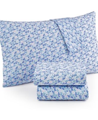 Martha Stewart Collection - Leaf Ditsy 300-Thread Count Percale Full Sheet Set
