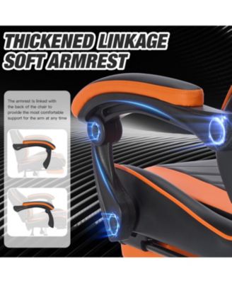 Gaming Chair with Footrest Headrest & Lumbar Support - Black/Orange
