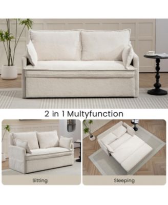 Corduroy Convertible Sleeper Sofa Bed with USB Ports