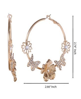 Floral Hoop Earrings in Gold