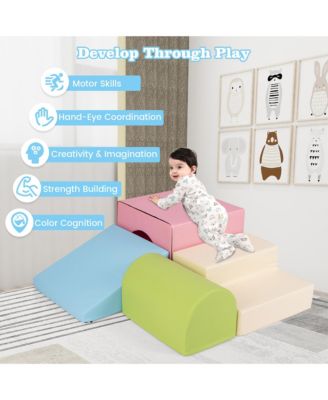 Toddler Climb and Crawl Activity Playset Blocks w/ Waterproof PU Cover EPE Foam