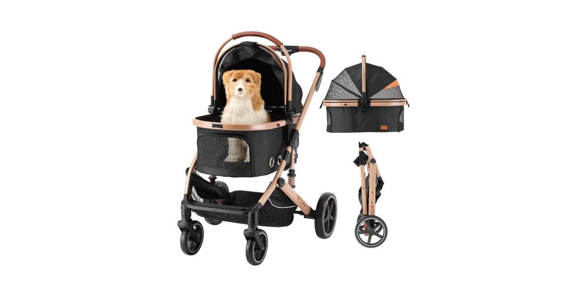 4 in 1 Pet Stroller with Detachable Carrier, 180&#xB0; Reversible Canopy, All Terrain 4-Wheel,45 lbs Capacity for Dogs