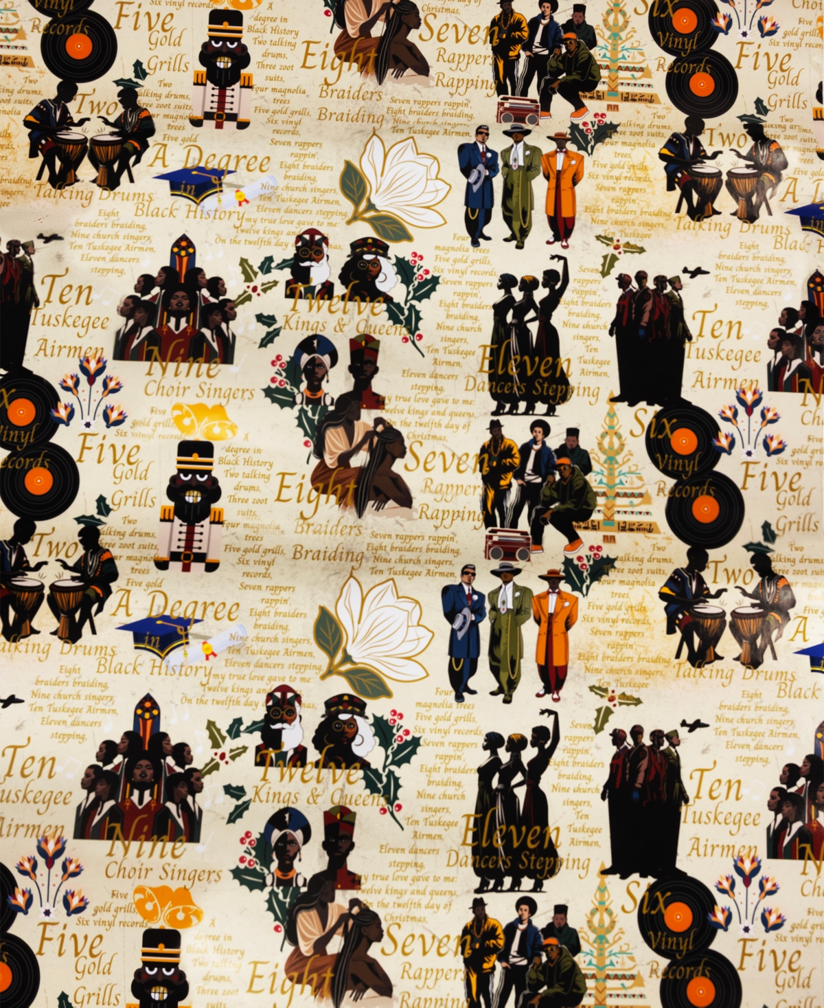 Black Paper Party Twelve Days Gift Wrap In Gold