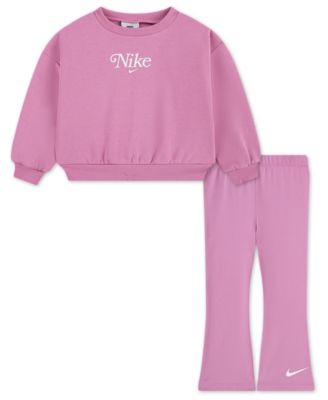 Girls 2T-6X 2-Piece Solid Crewneck Top and Leggings Set