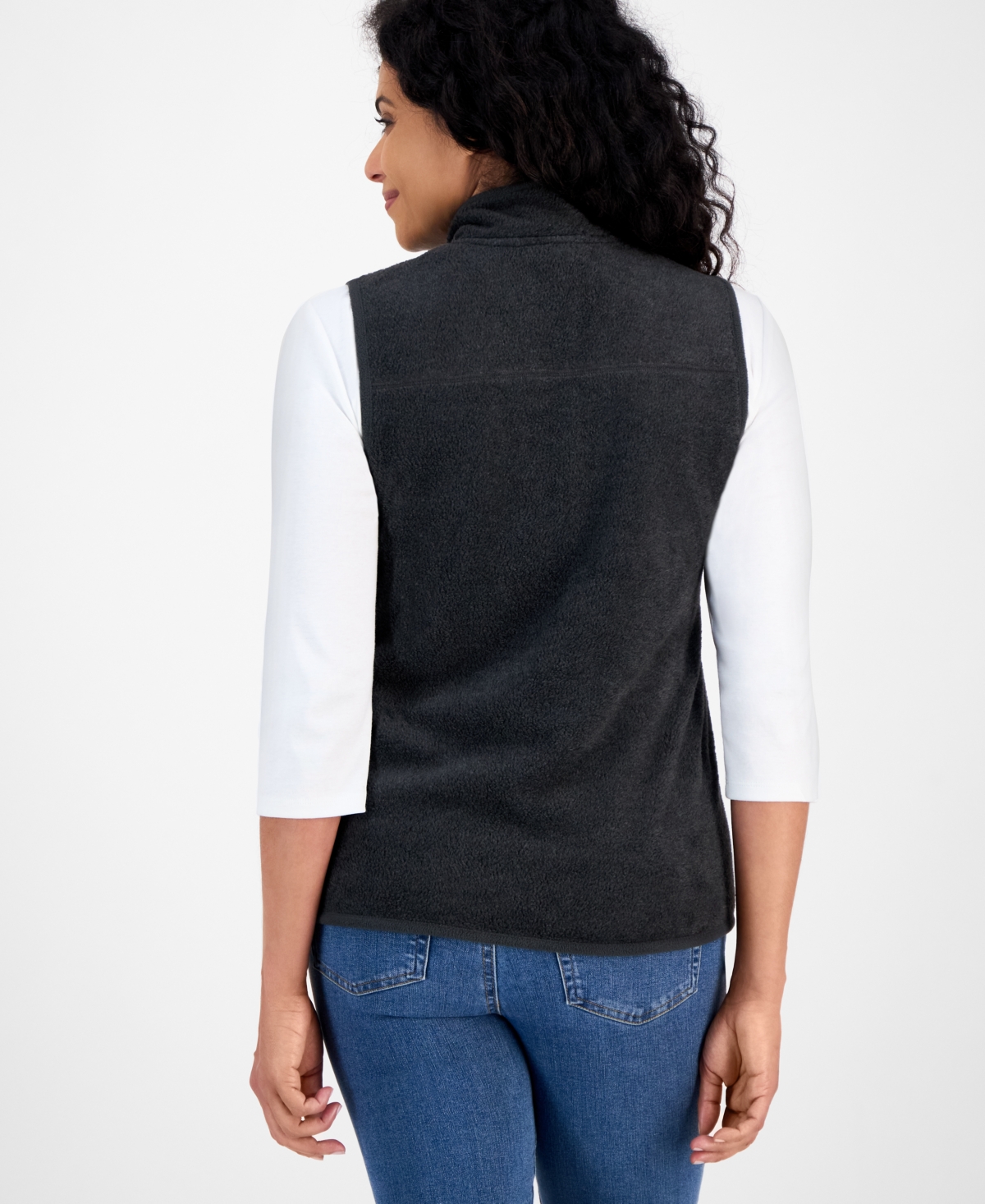 Style & Co Women's Zip-front Polar Fleece Vest, Created For Macy's In Blue