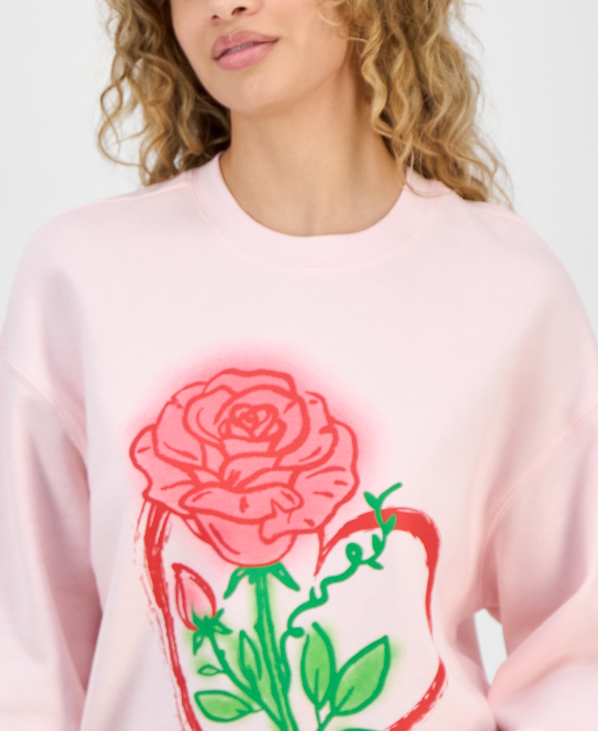 Rebellious One Juniors' Heart-graphic Sweatshirt In Pink