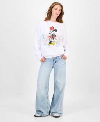 Juniors' Minnie Mouse Graphic Embroidered Sweatshirt