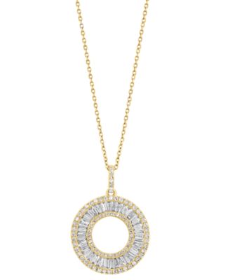 Diamond Circle Pendant Necklace (1-1/10 ct. t.w.) in 14k Yellow Gold, 17" + 1" extender