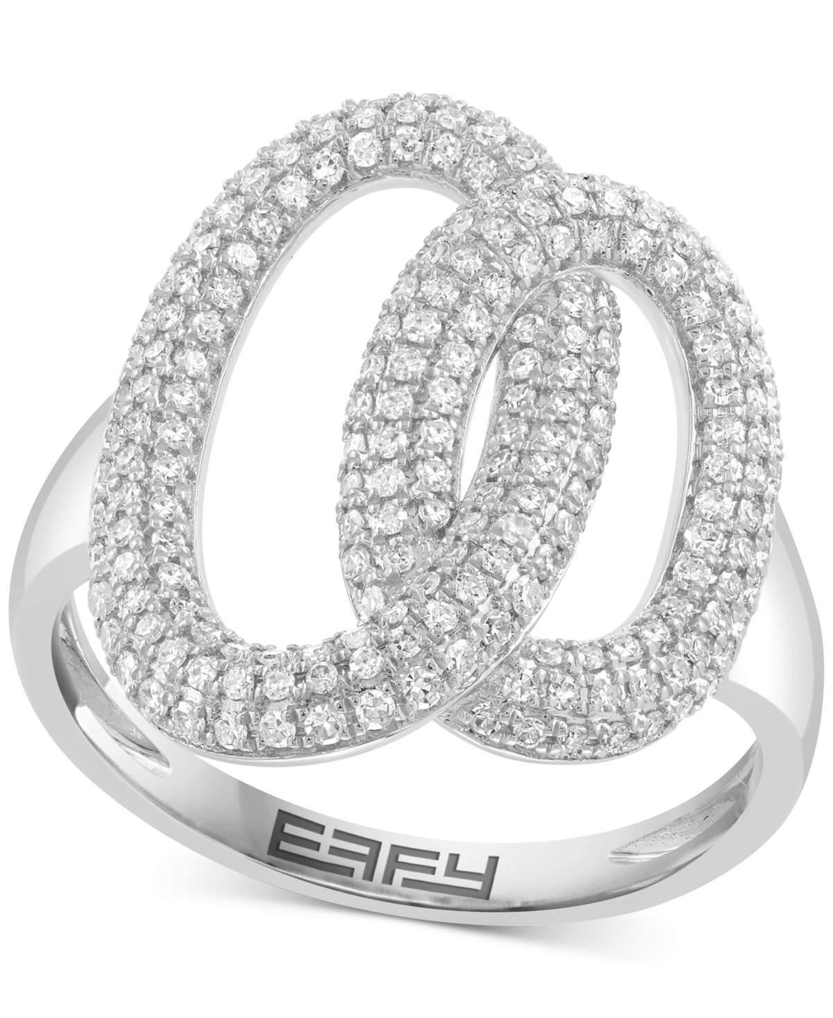 Effy Collection Effy Diamond Pave Interlocking Oval Circle Ring (5/8 Ct. T.w.) In 14k White Gold In Gold