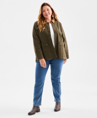 Plus Size Canvas Collared Utility Jacket, Macy's Exclusive
