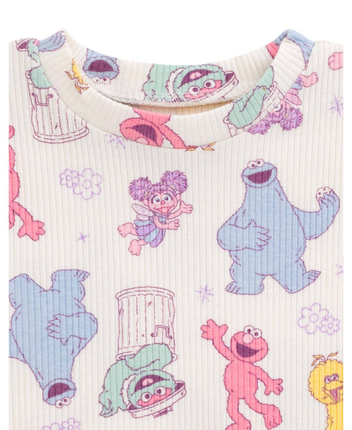 Sesame Street Baby Girls Ribbed T-Shirt and Shorts Outfit Set