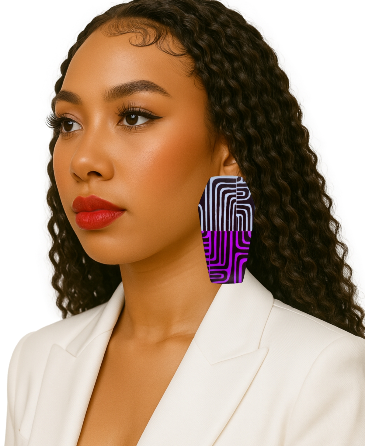Swanky Designs Geometric Gemma Stud Earrings In Brown