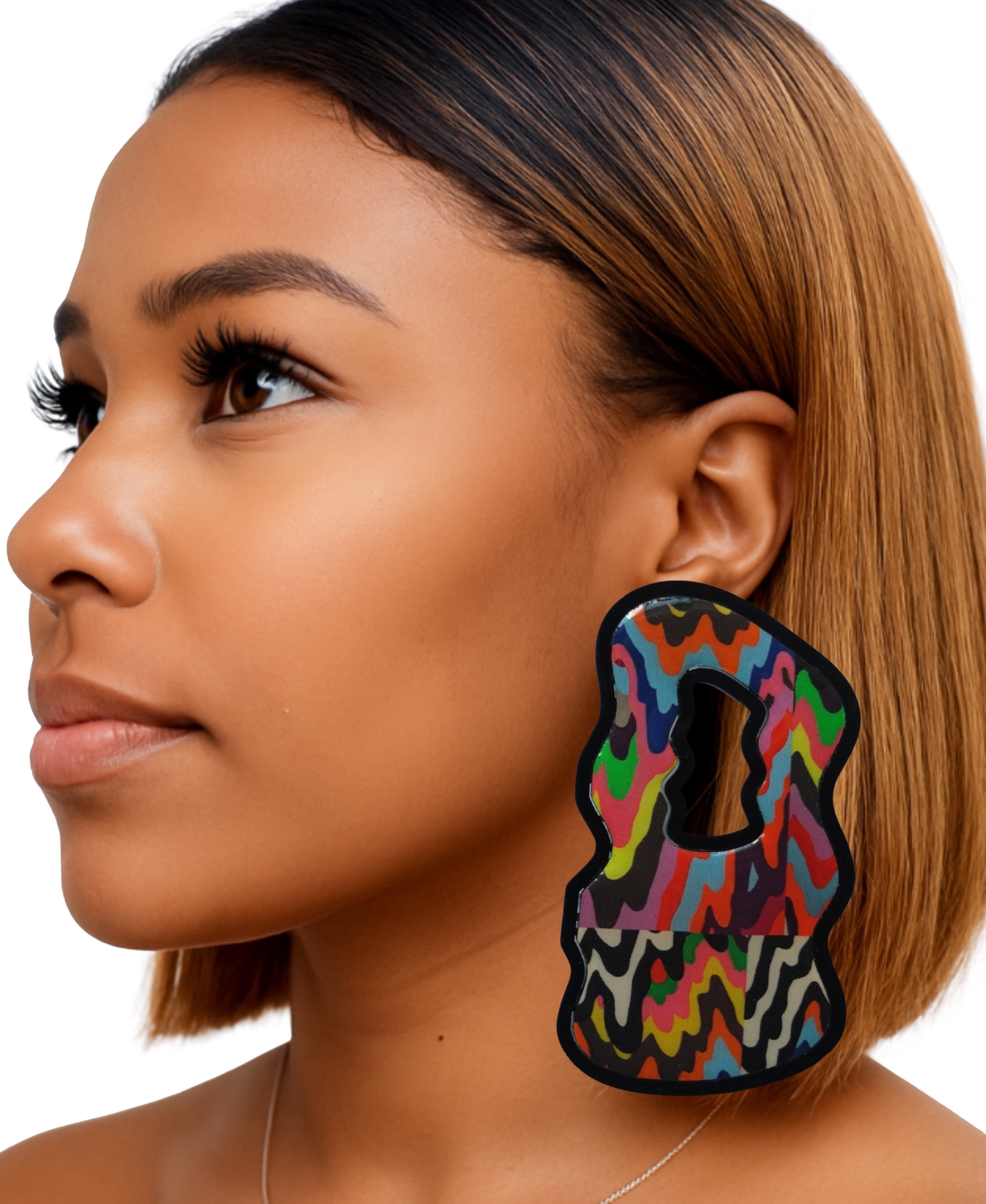 Swanky Designs Bold Shapes Drop Earrings In Multi