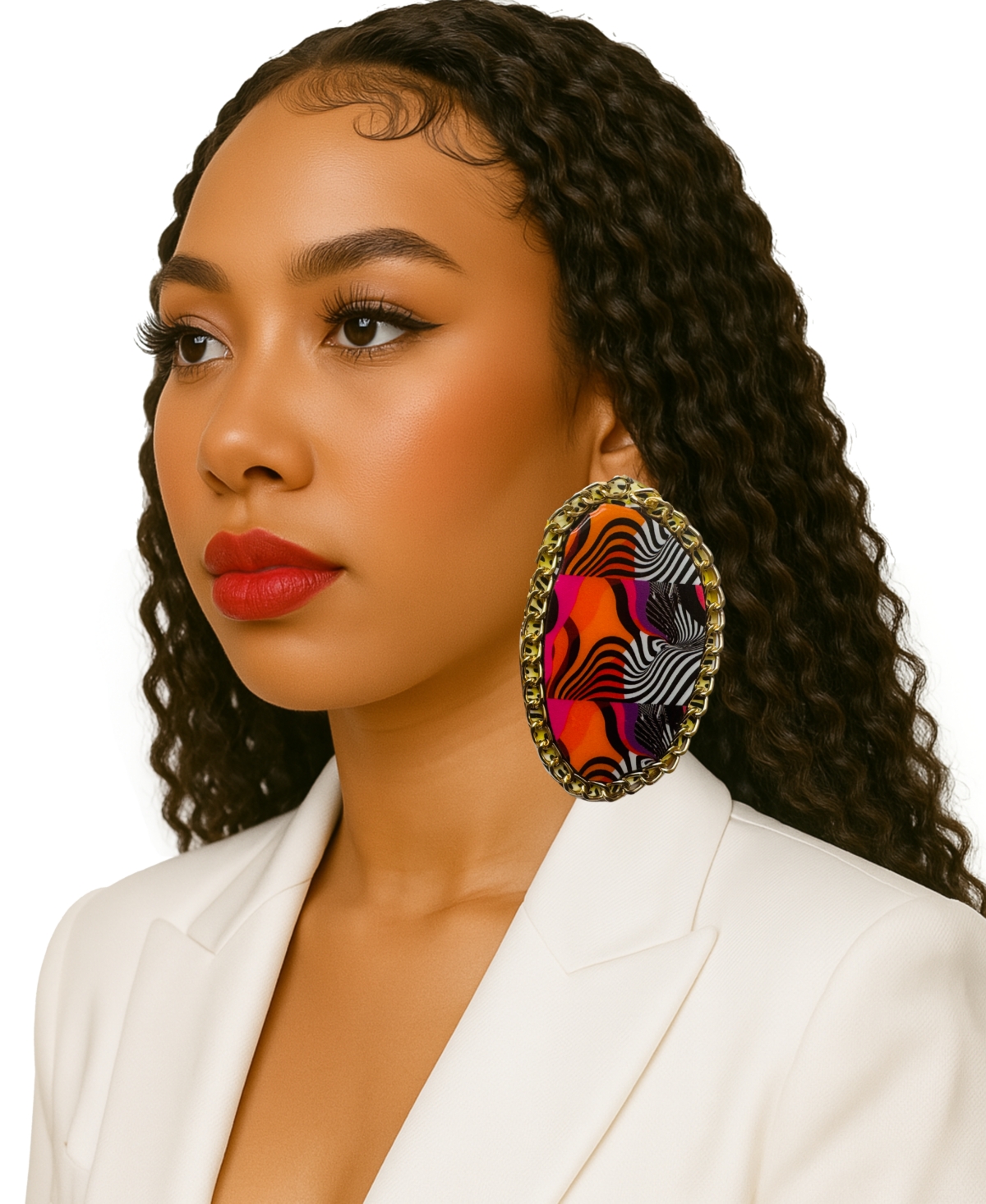 Swanky Designs Zia Chain Studs Statement Earrings In Purple