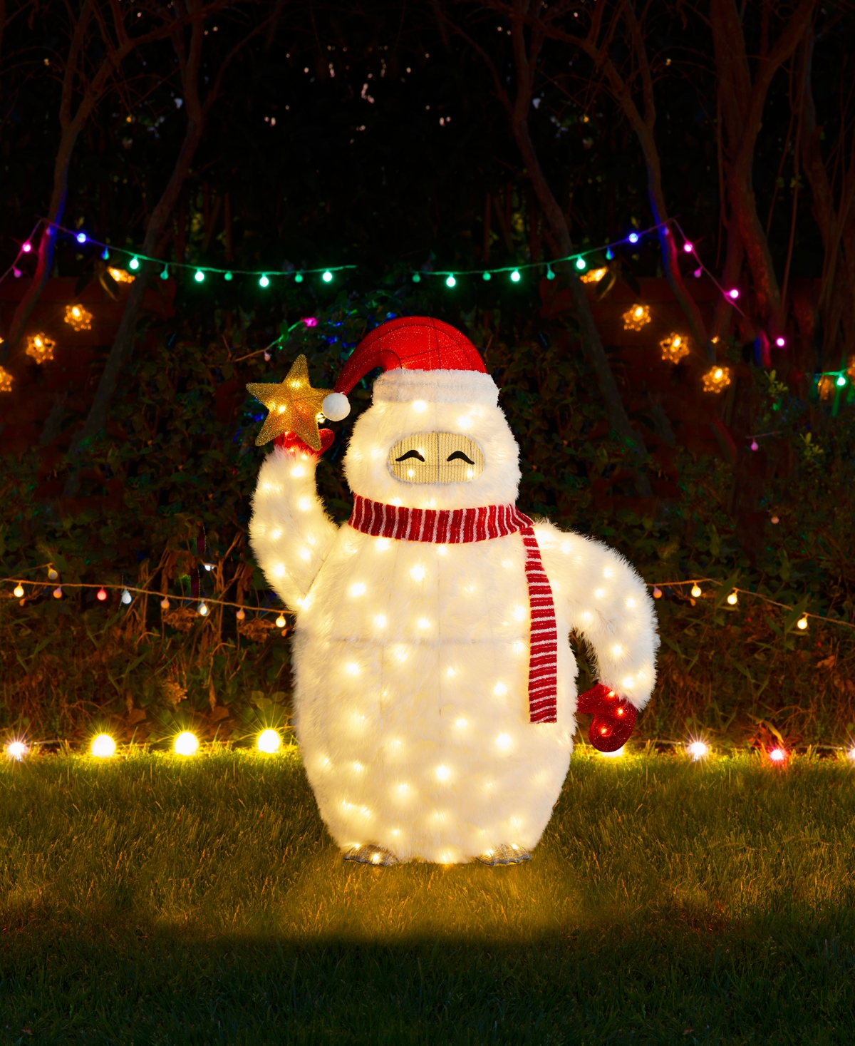 Glitzhome 42" Lighted Fabric Christmas 3d Yeti Outdoor Decor In Multi
