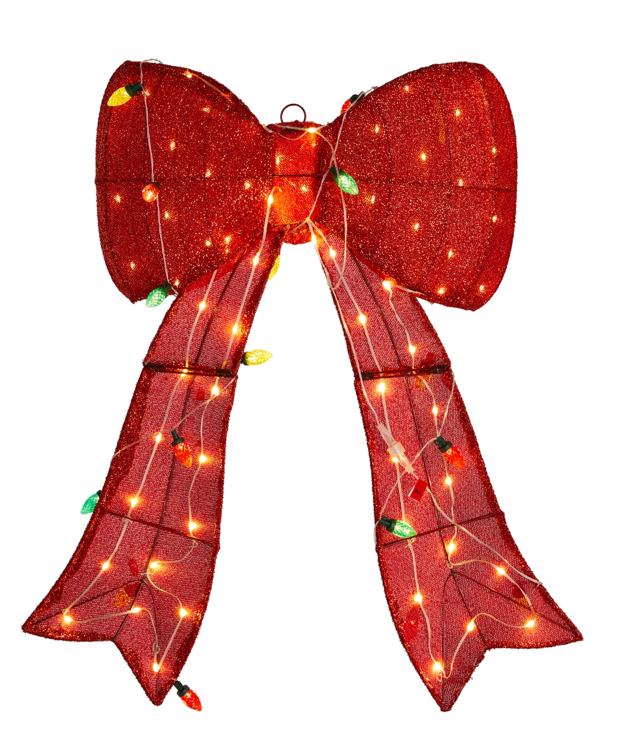 Glitzhome 35.75" Lighted Fabric 3d Christmas Bow In Multi
