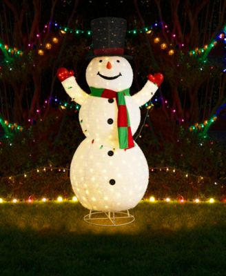 94.5" Lighted Fabric Christmas 3D Foldable Snowman Outdoor D&eacute;cor