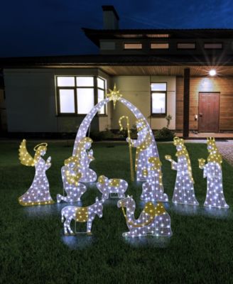 Lighted Fabric Christmas 2D Iridescent Nativity Scene Outdoor D&eacute;cor, Set of 11