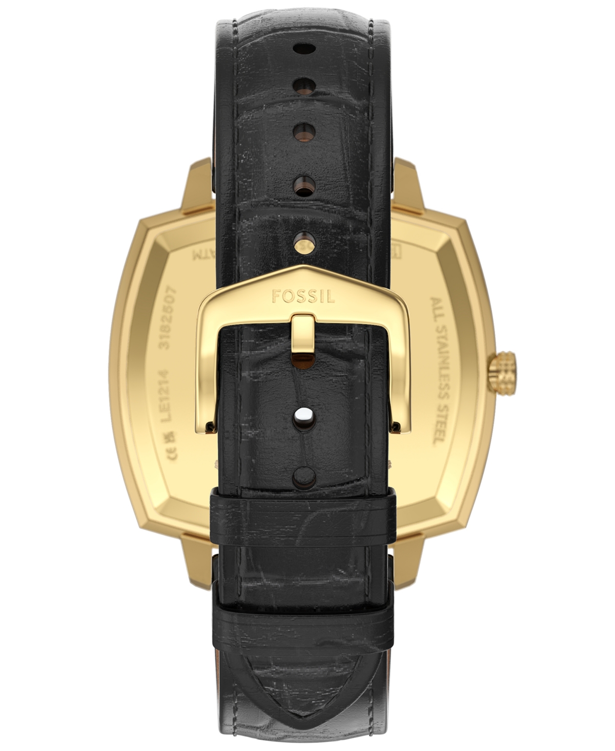 Fossil Unisex Nick Jonas X Machine Luxe Black Croco Leather Watch, 37mm In Black