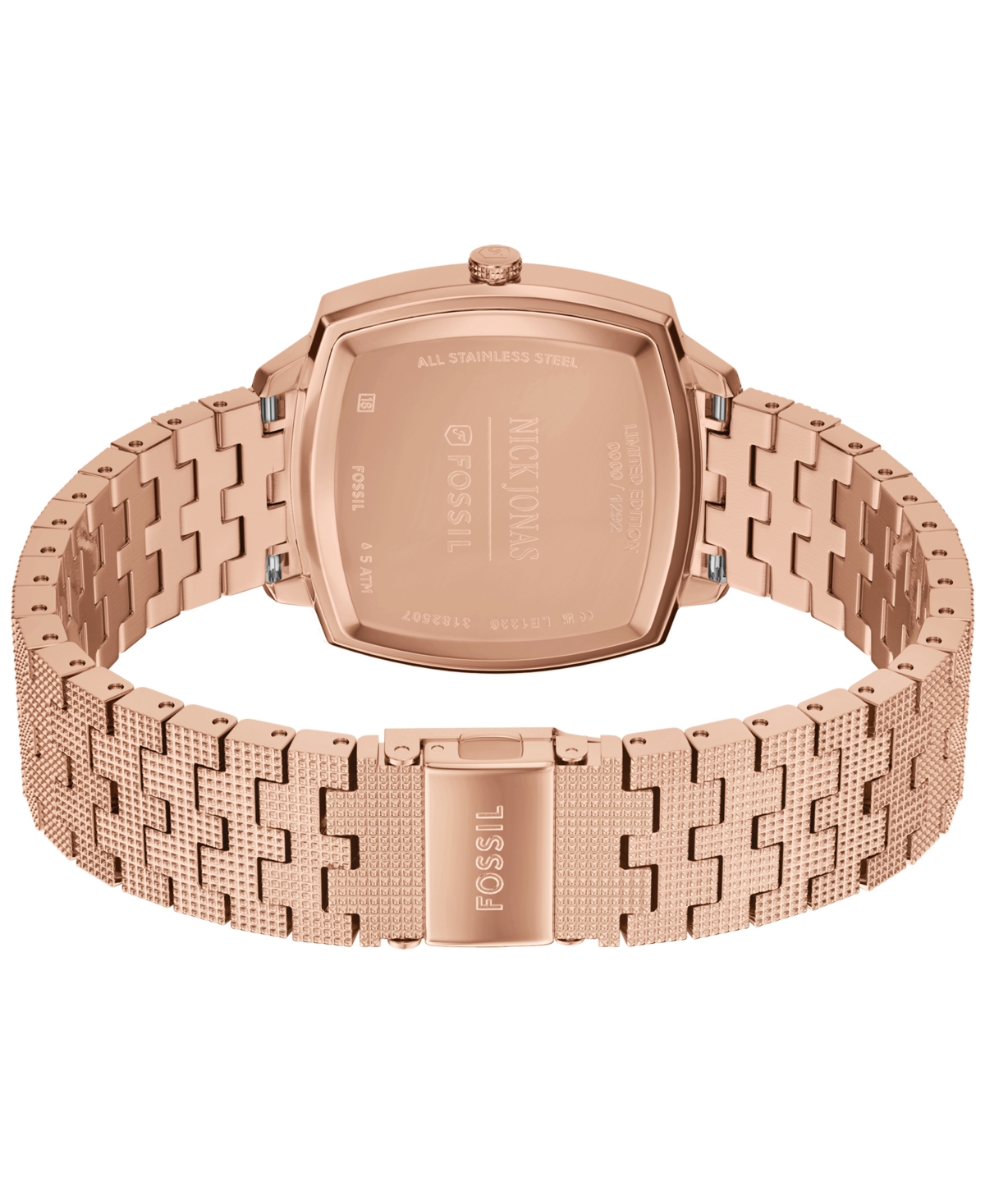 Fossil Unisex Nick Jonas x Machine Luxe Marble Rose Gold-Tone Stainless Steel Watch, 37mm