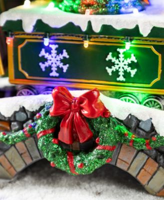 20" Lighted Resin Christmas Santa Train Village