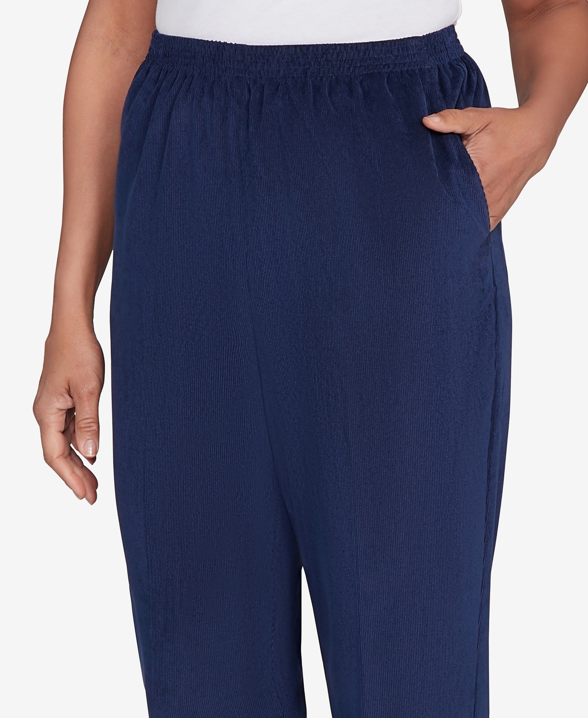 Alfred Dunner Petite Corduroy Medium Length Pants In Blue