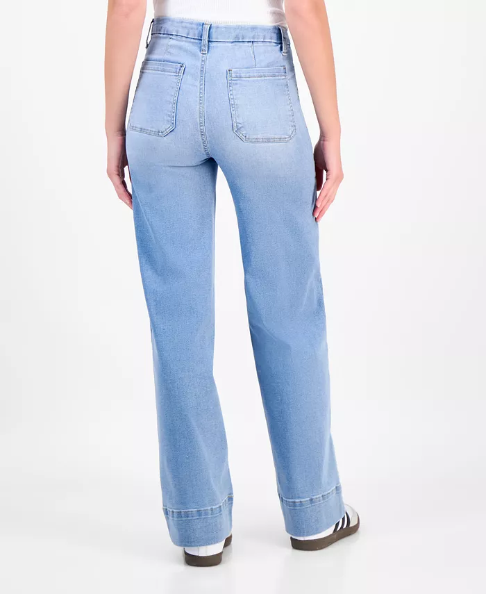 Juniors' High-Rise Wide-Leg Patch-Pocket Jeans - thumbnail 5