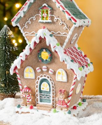 18.5" Lighted Resin Christmas Gingerbread House Figurine