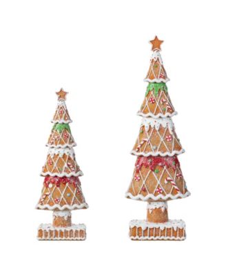 Resin Christmas Tree Figurine, Set of 2