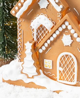 17.75" Lighted Resin Christmas Gingerbread House Figurine
