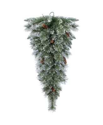 3 ft Pre-Lit Frosted Greenery Pinecones Christmas Teardrop