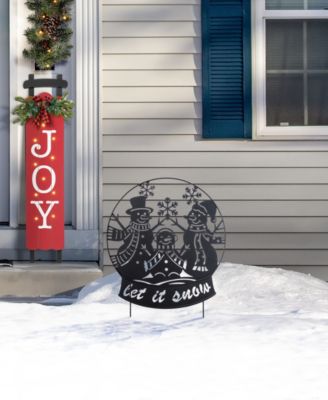 30" Metal Christmas Silhouette Snowman Family Yard Stake or Wall D&eacute;cor