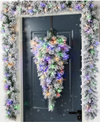 3 ft Pre-Lit Snow Flocked Pine Christmas Teardrop