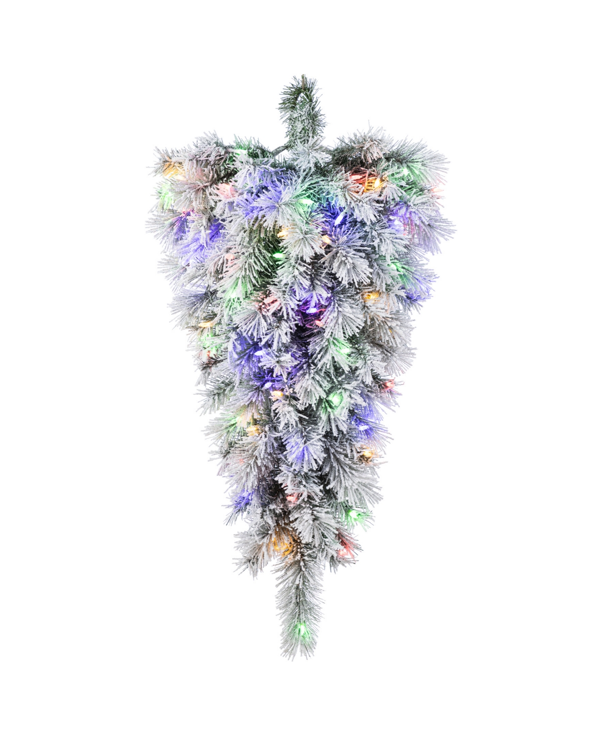 3 ft Pre-Lit Snow Flocked Pine Christmas Teardrop - Multi
